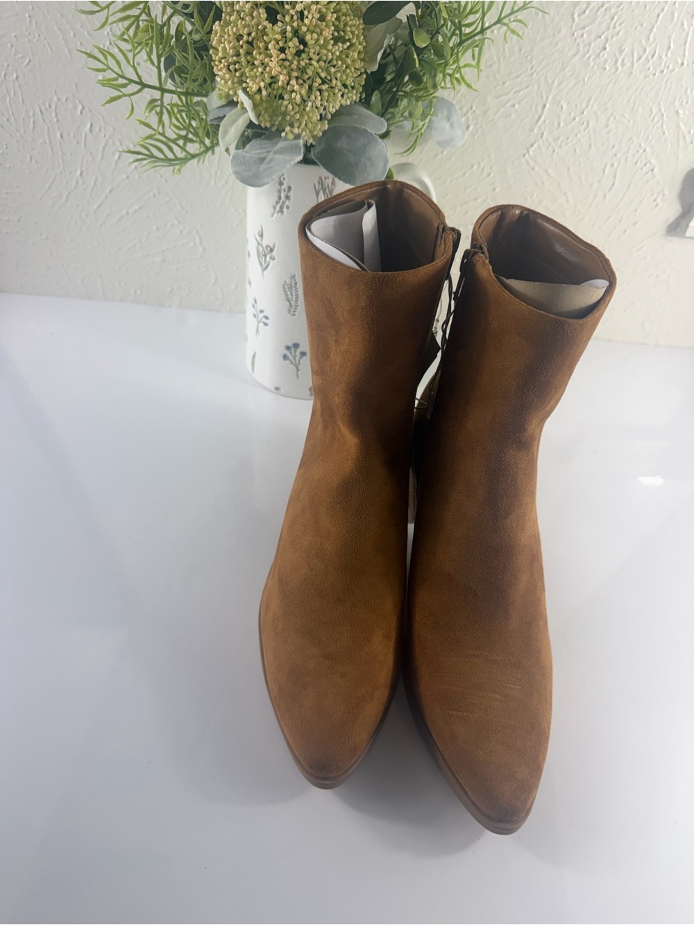 Women’s Brown Ankle Boots Size 10 Pointed Toe Block Heel Universal Thread - Picture 2 of 11